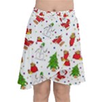 Christmas Pattern, Pattern, Christmas Chiffon Wrap Front Skirt