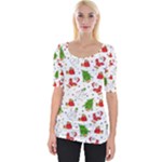 Christmas Pattern, Pattern, Christmas Wide Neckline T-Shirt