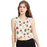 Christmas Pattern, Pattern, Christmas V-Neck Cropped Tank Top