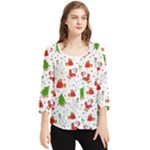 Christmas Pattern, Pattern, Christmas Chiffon Quarter Sleeve Blouse