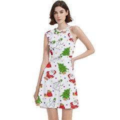 Cocktail Party Halter Sleeveless Dress With Pockets 