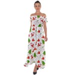 Christmas Pattern, Pattern, Christmas Off Shoulder Open Front Chiffon Dress