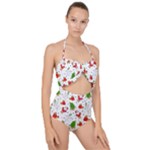 Christmas Pattern, Pattern, Christmas Scallop Top Cut Out Swimsuit