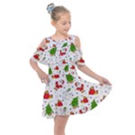 Christmas Pattern, Pattern, Christmas Kids  Shoulder Cutout Chiffon Dress