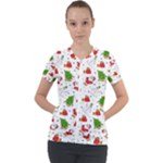 Christmas Pattern, Pattern, Christmas Short Sleeve Zip Up Jacket