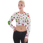 Christmas Pattern, Pattern, Christmas Long Sleeve Cropped Velvet Jacket