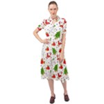 Christmas Pattern, Pattern, Christmas Keyhole Neckline Chiffon Dress