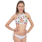 Christmas Pattern, Pattern, Christmas Cross Front Halter Bikini Top