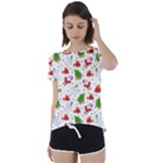 Christmas Pattern, Pattern, Christmas Short Sleeve Open Back T-Shirt