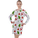 Christmas Pattern, Pattern, Christmas Long Sleeve Hoodie Dress