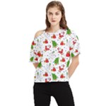 Christmas Pattern, Pattern, Christmas One Shoulder Cut Out T-Shirt