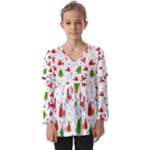 Christmas Pattern, Pattern, Christmas Kids  V Neck Casual Top