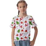 Christmas Pattern, Pattern, Christmas Kids  Cuff Sleeve Scrunch Bottom T-Shirt