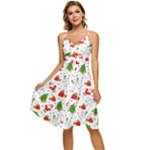 Christmas Pattern, Pattern, Christmas Sleeveless Tie Front Chiffon Dress