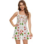 Christmas Pattern, Pattern, Christmas Ruffle Edge Bra Cup Chiffon Mini Dress