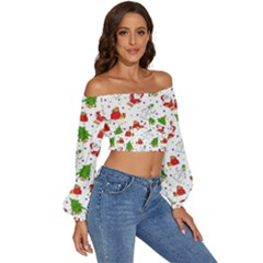 Long Sleeve Crinkled Weave Crop Top 