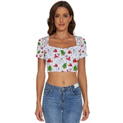 Short Sleeve Square Neckline Crop Top  