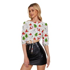 Mid Sleeve Drawstring Hem Top 