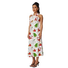 Sleeveless Cross Front Cocktail Midi Chiffon Dress 