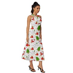 Sleeveless Cross Front Cocktail Midi Chiffon Dress 