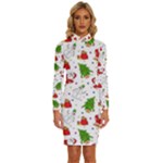 Christmas Pattern, Pattern, Christmas Long Sleeve Shirt Collar Bodycon Dress