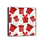 Christmas Texture, Pattern, Red, Craciun, Christmas, Bow, Gift Mini Canvas 4  x 4  (Stretched)