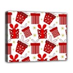 Christmas Texture, Pattern, Red, Craciun, Christmas, Bow, Gift Canvas 14  x 11  (Stretched)