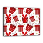 Christmas Texture, Pattern, Red, Craciun, Christmas, Bow, Gift Canvas 16  x 12  (Stretched)