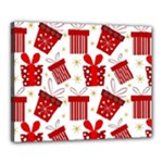 Christmas Texture, Pattern, Red, Craciun, Christmas, Bow, Gift Canvas 20  x 16  (Stretched)