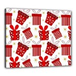 Christmas Texture, Pattern, Red, Craciun, Christmas, Bow, Gift Canvas 24  x 20  (Stretched)