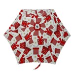 Christmas Texture, Pattern, Red, Craciun, Christmas, Bow, Gift Mini Folding Umbrellas