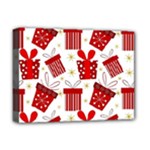 Christmas Texture, Pattern, Red, Craciun, Christmas, Bow, Gift Deluxe Canvas 16  x 12  (Stretched) 