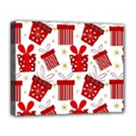 Christmas Texture, Pattern, Red, Craciun, Christmas, Bow, Gift Deluxe Canvas 20  x 16  (Stretched)