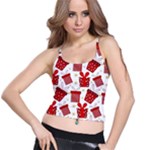 Christmas Texture, Pattern, Red, Craciun, Christmas, Bow, Gift Spaghetti Strap Bra Top