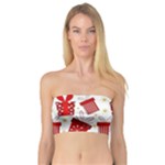 Christmas Texture, Pattern, Red, Craciun, Christmas, Bow, Gift Bandeau Top