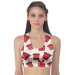 Christmas Texture, Pattern, Red, Craciun, Christmas, Bow, Gift Fitness Sports Bra