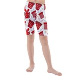 Christmas Texture, Pattern, Red, Craciun, Christmas, Bow, Gift Kids  Mid Length Swim Shorts