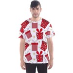 Christmas Texture, Pattern, Red, Craciun, Christmas, Bow, Gift Men s Sport Mesh T-Shirt