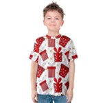 Christmas Texture, Pattern, Red, Craciun, Christmas, Bow, Gift Kids  Cotton T-Shirt