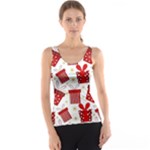 Christmas Texture, Pattern, Red, Craciun, Christmas, Bow, Gift Women s Basic Tank Top