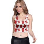 Christmas Texture, Pattern, Red, Craciun, Christmas, Bow, Gift Racer Back Crop Top