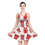 Christmas Texture, Pattern, Red, Craciun, Christmas, Bow, Gift Reversible Skater Dress