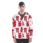 Christmas Texture, Pattern, Red, Craciun, Christmas, Bow, Gift Men s Hooded Windbreaker