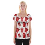 Christmas Texture, Pattern, Red, Craciun, Christmas, Bow, Gift Cap Sleeve Top