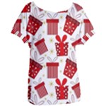 Christmas Texture, Pattern, Red, Craciun, Christmas, Bow, Gift Women s Oversized T-Shirt