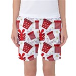 Christmas Texture, Pattern, Red, Craciun, Christmas, Bow, Gift Women s Basketball Shorts