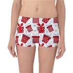 Christmas Texture, Pattern, Red, Craciun, Christmas, Bow, Gift Boyleg Bikini Bottoms