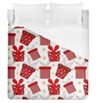 Christmas Texture, Pattern, Red, Craciun, Christmas, Bow, Gift Duvet Cover (Queen Size)