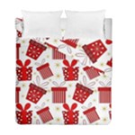 Christmas Texture, Pattern, Red, Craciun, Christmas, Bow, Gift Duvet Cover Double Side (Full/ Double Size)