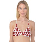 Christmas Texture, Pattern, Red, Craciun, Christmas, Bow, Gift Reversible Tri Bikini Top